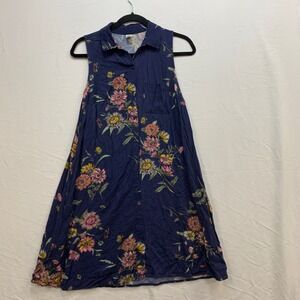 old navy blue dress with flowers Marimekko Midi Dress Long Sleeve Tulips Navy/Lavender/Green Size XS –  Diversity Consignment main image 0